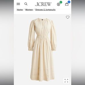 NWT J.Crew long sleeve smocked waist midi dress in chino natural - XL